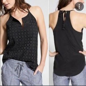 Athleta Women’s Eyelet Dunes Cotton Tank In Black          Size M